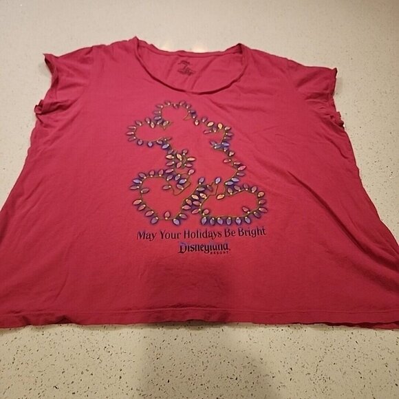 Disneyland May Your Holidays Be Bright Women's 3x Pink T Shirt Mickey Disney - Picture 2 of 5